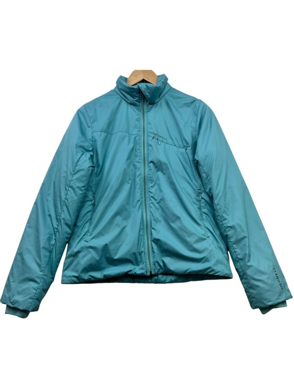 Merrell Women's Full Zip Insulated Jacket Long Sleeve Size M Teal Zip Pockets